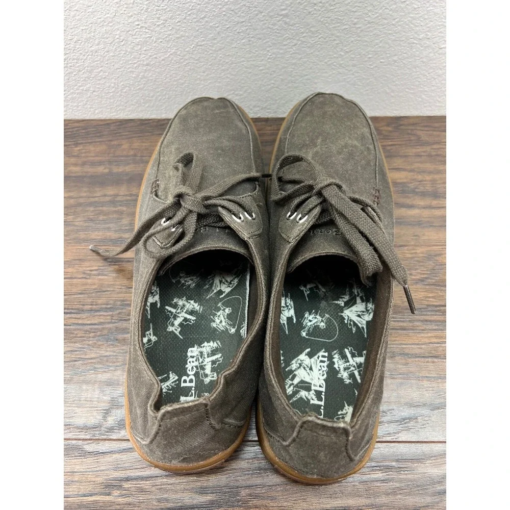 L.L. Bean Mens 12‎ Campside 2 Eye Canvas Brown Boat Shoes Lace Up